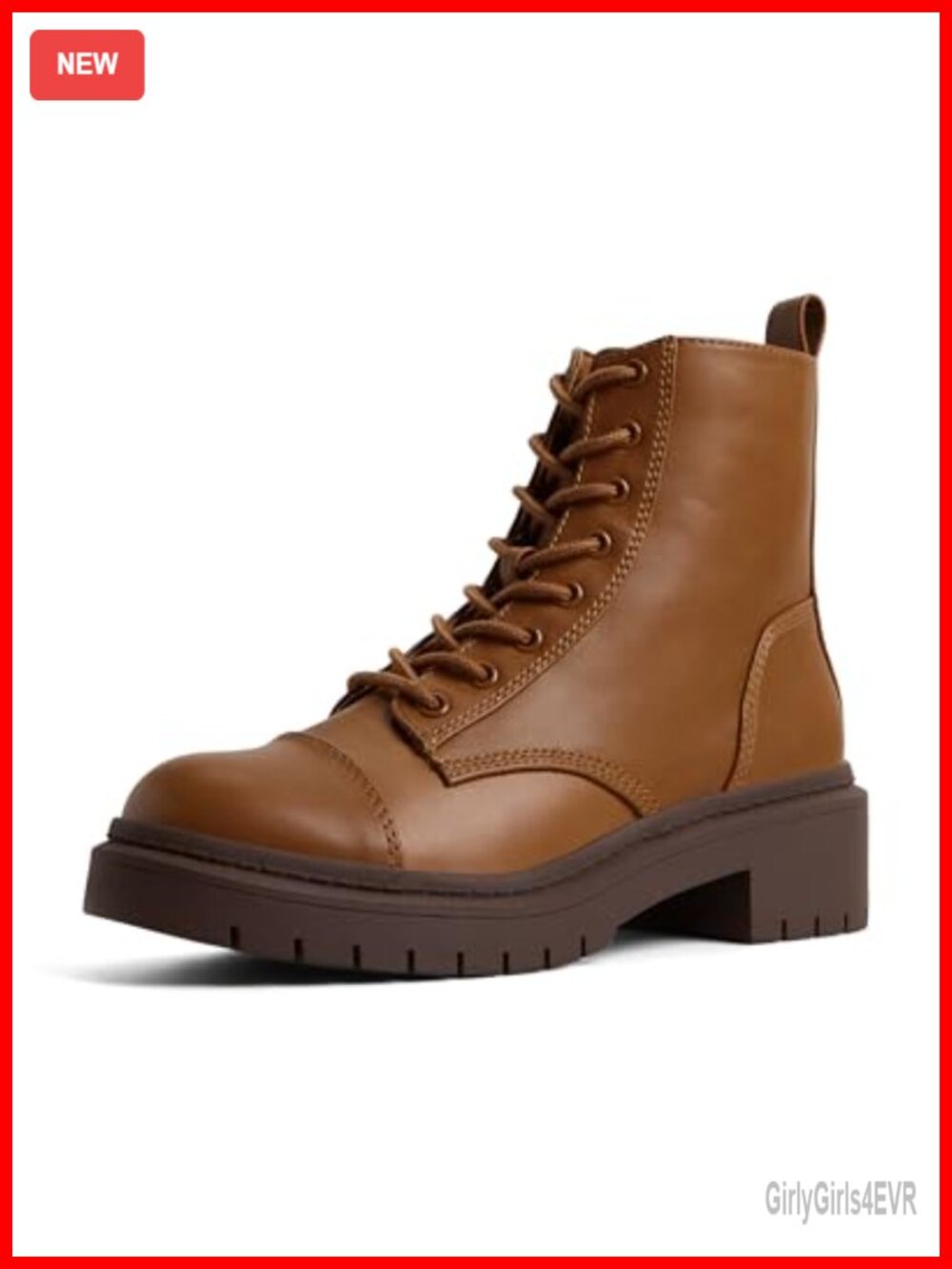 Women's Ankle Boots Combat Lug Sole Round Toe Zipper Closure